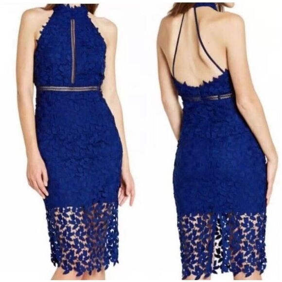 Bardot Gemma Lace Halter Midi Dress - Picture 1 of 8